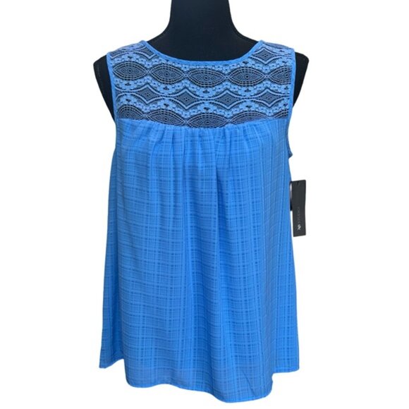 AB Studio Tops - NWT - AB Studio Blue Lace Blouse
